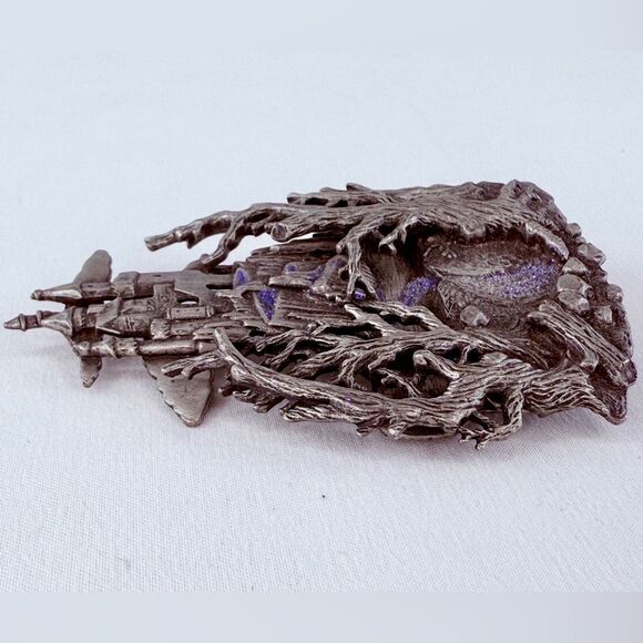 Vintage JJ Jonette Pewter Castle Brooch - Picture 7 of 8